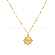 Stainless Steel Clear Cubic Zirconia Star Pendant Cable Chain Necklaces, Golden, 17.72 inch(45cm)(VQ0008)