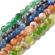 Natural Fire Crackle Agate Beads Strands, Dyed, Faceted, Round, Mixed Color, 8mm, Hole: 1mm(G-D210-8mm-M1)