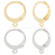 80Pcs 2 Colors 304 Stainless Steel Leverback Earring Findings, with Loops, Real Gold Plated & Stainless Steel Color, 14.5x12.5x2mm, Hole: 1.2mm, 40Pcs/color(STAS-BBC0004-11)