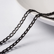 304 Stainless Steel Twisted Chain Curb Chains, with Spool, Unwelded, Electrophoresis Black, 5x3x0.8mm, about 65.61 Feet(20m)/roll(CHS-L014-04B)