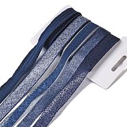 Polyester & Polycotton Ribbons Sets, for Bowknot Making, Gift Wrapping, Marine Blue, 5/8 inch(17mm), 5 styles, about 3.00 Yards(2.74m)/Style, 15 Yards/Set(SRIB-P022-01D-20)