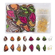 DIY Butterfly Drop Earring Making Kit, Including Translucent Acrylic Pendants, Brass Jump Rings & Earring Hooks, Mixed Color, 176Pcs/box(DIY-KS0001-33)
