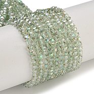 Electroplate Glass Beads Strands, Pearl Luster Plated, Faceted, Star, Pale Green, 3x4x4mm, Hole: 1mm, about 98pcs/strand, 12.60''(32cm)(GLAA-Q105-02-05)