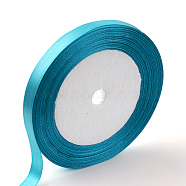 Single Face Satin Ribbon, Polyester Ribbon, Deep Sky Blue, Size: about 5/8 inch(16mm) wide, 25yards/roll(22.86m/roll), 250yards/group(228.6m/group), 10rolls/group(SRIB-Y047)