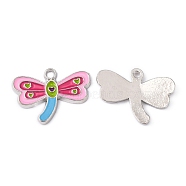 Alloy Enamel Pendants, Lead Free and Cadmium Free, Dragonfly, Platinum, about 18mm long, 24mm wide, 1mm thick, hole:2mm(EA215Y)