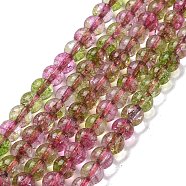 Crackle Glass Round Bead Strands, Yellow Green, 6~6.5mm, Hole: 0.8mm, about 67pcs/strand, 14.96 inch(38cm)(CCG-C001-01A-04)