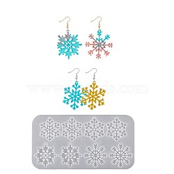 Silicone Molds, Resin Casting Molds, For UV Resin, Epoxy Resin Jewelry Making, White, Snowflake, 217x114x4mm(DIY-S048-02B)