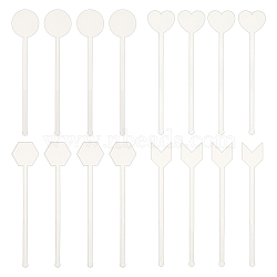 24Pcs 4 Style Transparent Acrylic Stirring Rods, Hexagon/Heart/Round, Mixed Shapes, 183~184x29.5~39.5x3mm, 6pcs/style(AJEW-FG0003-16)