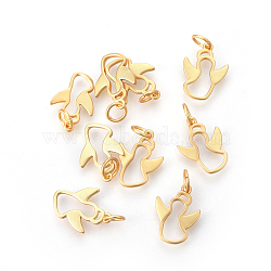 Brass Charms, Matte Style, Long-Lasting Plated, Angel, Real 18K Gold Plated, 14.5x10.5x2mm, Hole: 3mm(KK-F783-01G)