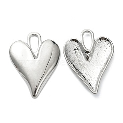 Alloy Pendants, Heart, Platinum, 34.5x25.5x3mm, Hole: 4x9mm(PALLOY-E580-20P)