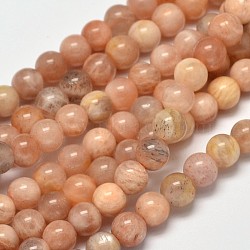 Round Natural Sunstone Beads Strands, 6mm, Hole: 1mm, about 62pcs/strand, 15.4 inch(G-I176-09-6mm)