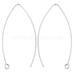 5 Pairs 925 Sterling Silver Earring Hooks, with Horizontal Loops, Silver, 36~39x18x0.6mm, Hole: 2mm(STER-BBC0001-34)