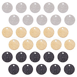 SUNNYCLUE Vacuum Plating 304 Stainless Steel Charms, Textured, Laser Cut, Flat Round, Mixed Color, 10.5x0.8mm, Hole: 1mm, 30pcs/box(STAS-SC0001-59A)