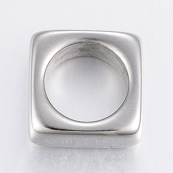 304 Stainless Steel Linking Rings, Square, Stainless Steel Color, 12x12x5mm, Hole: 8.5mm