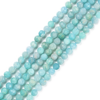 Natural Amazonite Beads Strands, Faceted, Round, 3~3.5mm, Hole: 0.6mm, about 117~126pcs/strand, 15.16''~15.55''(38.5~39.5cm)