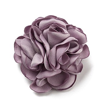 Fabric Rose Flower Brooch for Women, with Iron Pin & Alligator Clip, Old Rose, 53~55x53~55x34~37mm