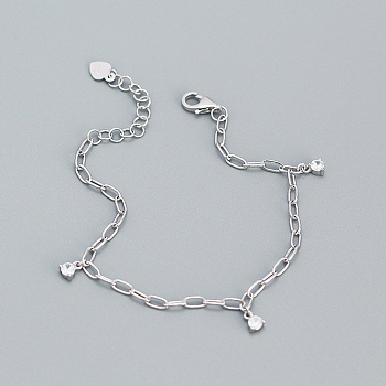 Silver 925 Sterling Silver Flat Round Charm Bracelet