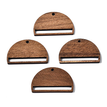 Walnut Wood Pendants, Half Round/Semicircle, Camel, 19x30x2mm, Hole: 1.8mm