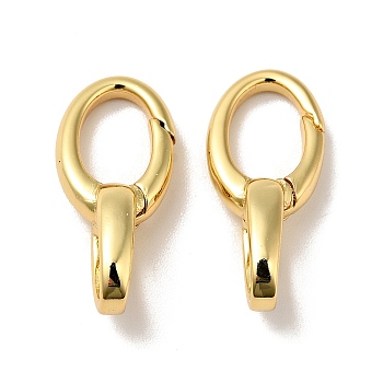 Brass Spring Gate Rings, Cadmium Free & Nickel Free & Lead Free, Real 18K Gold Plated, 20.5x9x7mm, Hole: 4.5x5.5mm