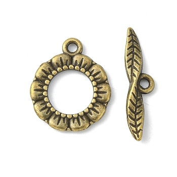 Tibetan Style Toggle Clasps, Flat Ring, Cadmium Free & Nickel Free & Lead Free, Antique Bronze, 24x17x2mm, Hole: 2mm
