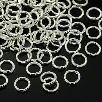 Silver Color Plated Alloy Jump Rings Jewelry Findings, Open Jump Rings, 18 Gauge, 8x1mm, Inner Diameter: 6mm