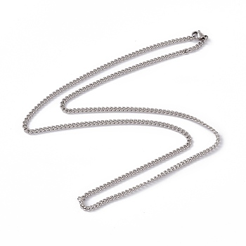201 Stainless Steel Curb Chain Necklace for Men Women, Stainless Steel Color, 23.43 inch(59.5cm)