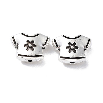 Tibetan Style Alloy Bead, Short Sleeves with Flower, Antique Silver, 10.5x13.5x4.5mm, Hole: 1.2mm. 250pcs/500g