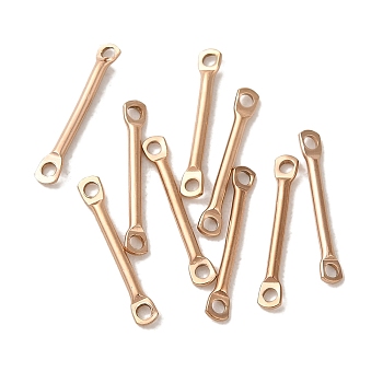 Ion Plating(IP) 304 Stainless Steel Connector Charms, Bar Links, Rose Gold, 15x2.5x1.2mm, Hole: 1.2mm