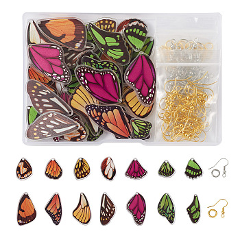 DIY Butterfly Drop Earring Making Kit, Including Translucent Acrylic Pendants, Brass Jump Rings & Earring Hooks, Mixed Color, 176Pcs/box