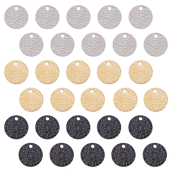 SUNNYCLUE Vacuum Plating 304 Stainless Steel Charms, Textured, Laser Cut, Flat Round, Mixed Color, 10.5x0.8mm, Hole: 1mm, 30pcs/box