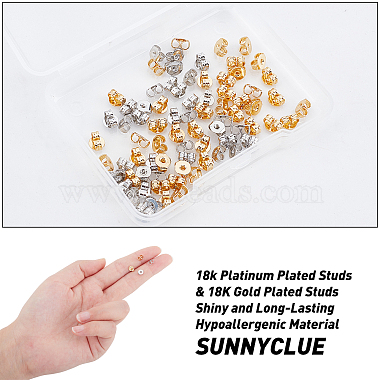 sunnyclue 40 paires 2 couleurs écrous d'oreille en laiton(KK-SC0002-20)-3