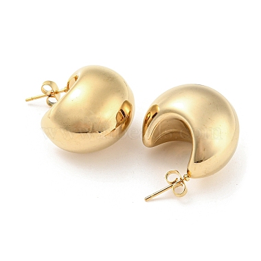 304 Stainless Steel Plain Dome Stud Earrings(EJEW-H102-01G)-2