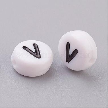 Plat rond avec perles acryliques lettre v(X-PL37C9070-V)-2