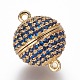 Brass Micro Pave Cubic Zirconia Magnetic Clasps with Loops(ZIRC-L075-49C)-2