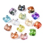 Transparent Glass Beads, Crab, Gradient Color, Mixed Color, 12~12.5x13.5x6.5mm, Hole: 1mm(GLAA-N001-68)