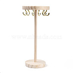 Flat Round Wooden Eyeglasses Organizer Holder, with 12Pcs Golden Tone Iron Hooks, Old Lace, 11.5x40cm(ODIS-T002-01B-02)
