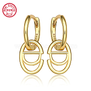 Real 18K Gold Plated 925 Sterling Silver Hoop Earrings, Initial Letter Drop Earrings, with S925 Stamp, Letter D, 20x8.5mm(ZC9557-5)