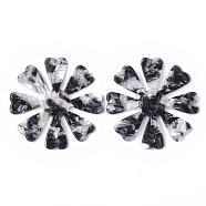Cellulose Acetate(Resin) Pendants, Flower, Black, 46x46x2.5mm, Hole: 1.4mm(KY-S157-24B)