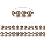 Brass Ball Chains, Long-Lasting Plated, Soldered, with Spool, Cadmium Free & Nickel Free & Lead Free, Antique Bronze, 1mm, about 301.83 Feet(92m)/roll(CHC-S008-003H-AB)