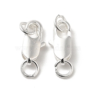 Brass Lobster Claw Clasps, with Jump Rings, 925 Sterling Silver Plated, 10.5x5x2.5mm, Hole: 2.5mm(KK-P249-05A-S)