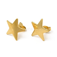 Ion Plating(IP) 304 Stainless Steel Stud Earrings for Women, Star, Real 18K Gold Plated, 15x15.5mm, Pin: 0.8mm(X-EJEW-I281-39G)