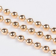 Iron Ball Bead Chains, Soldered, with Spool, Golden, 3.2mm, about 164.04 Feet(50m)/roll(CHB004Y-01)