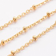 3.28 Feet Ion Plating(IP) 304 Stainless Steel Cable Chains, Satellite Chains, Soldered, with Rondelle Beads, Golden, 2mm(X-CHS-K003-01G-0.6MM)