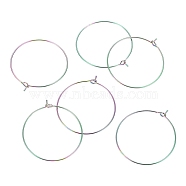 Ion Plating(IP) 316L Surgical Stainless Steel Hoop Earring Findings, Wine Glass Charms Findings, Rainbow Color, 30x0.7mm, 21 Gauge(STAS-G130-03M-30MM)