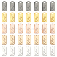 WADORN 50Pcs 5 Colors Alloy Charms, Rectangle with Word, Mixed Color, 12.5x5.5x1mm, Hole: 1.1mm, 10pcs/color(FIND-WR0011-36)