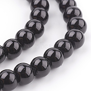 Glass Pearl Beads Strands, Pearlized, Round, Black, 8mm, Hole: 1mm, about 100pcs/strand, 30.71 inch(78cm).(HY-8D-B20-1)