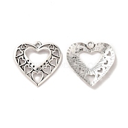Tibetan Style Alloy Pendant Rhinestone Settings, Heart, Nickel, Antique Silver, Fit for 0.7mm Rhinestone, 24.5x24.5x2.5mm, Hole: 1.5mm, about 357pcs/500g(TIBE-B001-24AS)