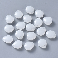 Baking Painted Glass Beads, Top Drilled Beads, Imitation Jade, Teardrop, White, 12.5x10.5x5.5mm, Hole: 0.9mm(DGLA-T002-07F)