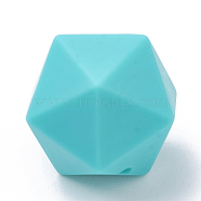 Food Grade Eco-Friendly Silicone Focal Beads, Chewing Beads For Teethers, DIY Nursing Necklaces Making, Icosahedron, Turquoise, 16.5x16.5x16.5mm, Hole: 2mm(SIL-T048-14mm-06)