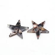Cellulose Acetate(Resin) Pendants, Star, Coconut Brown, 20.5x21x2.5mm, Hole: 1.5mm(KY-S118C-A320)